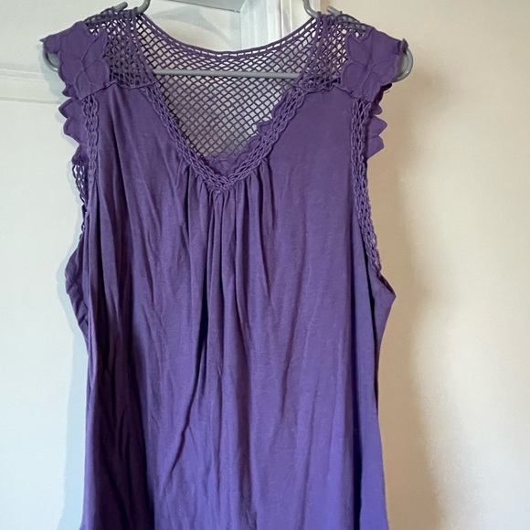 a.n.a Purple Pleated Ruffled Tank Top - Picture 1 of 3